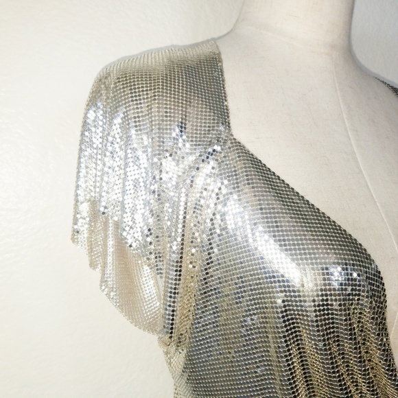WHITING & DAVIS Silver Chainmail Metal Mesh Top OS - Picture 5 of 8